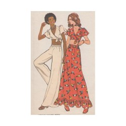 3144 EZ 70S WRAP TIE MIDRIFF TOP, FLARE SKIRT, PANTS PATTERN 14